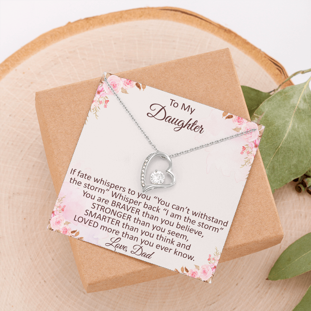Daddy To Daughter Forever Love Heart Necklace – Graduation Day, Birthday Gift,  Christmas Present For Daughter – Fashion Jewelry