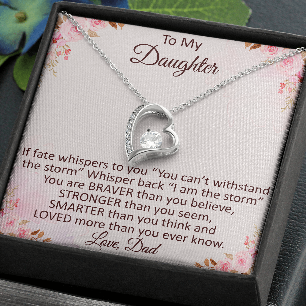 Daddy To Daughter Forever Love Heart Necklace – Graduation Day, Birthday Gift,  Christmas Present For Daughter – Fashion Jewelry