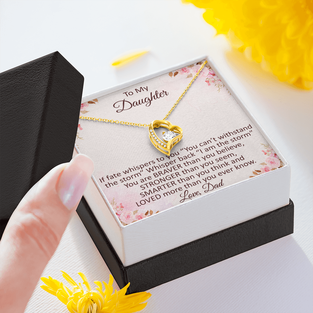 Daddy To Daughter Forever Love Heart Necklace – Graduation Day, Birthday Gift,  Christmas Present For Daughter – Fashion Jewelry