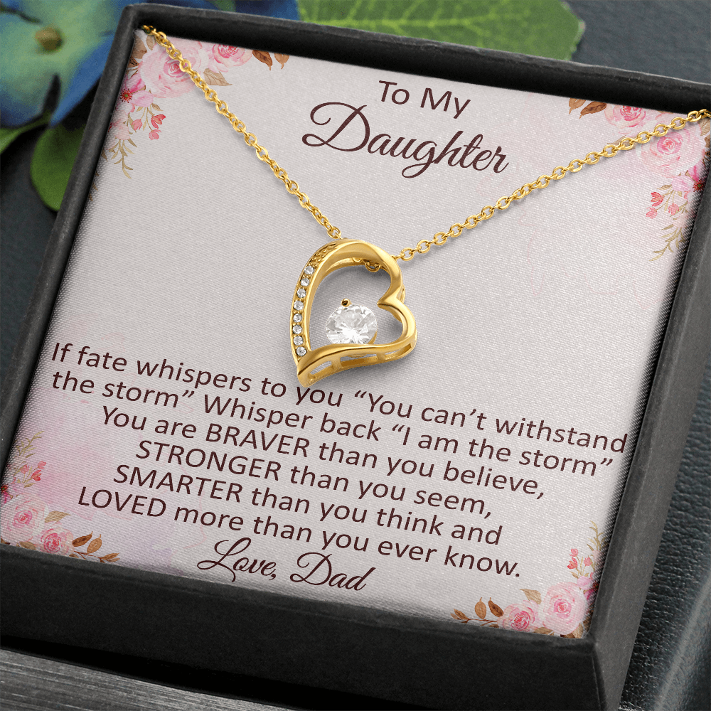 Daddy To Daughter Forever Love Heart Necklace – Graduation Day, Birthday Gift,  Christmas Present For Daughter – Fashion Jewelry