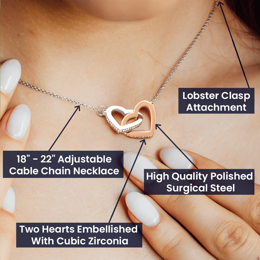 To My Beautiful Mom On My Wedding Gift - Interlock Heart Necklace with Inspirational Card Mother Of The Bride Gift From Daughter, Bride
