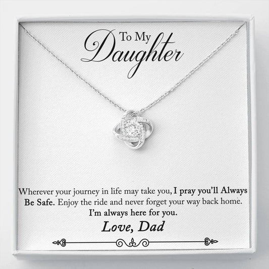 To My Daughter Gift Love Knot Necklace with Inspirational Message Card (264940370666)