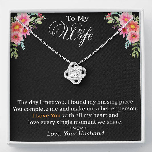 To My Wife Love Gift - Love Knot Necklace with Trending Inspirational Message Card