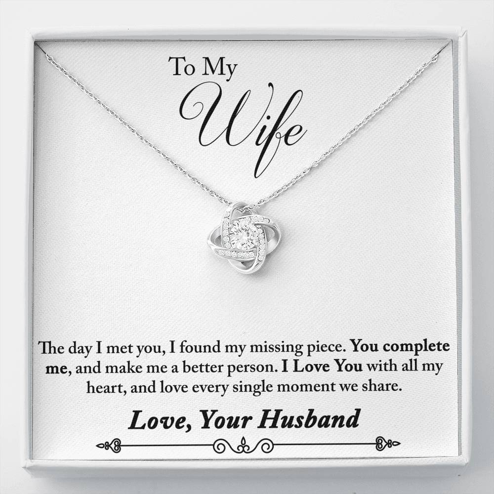 To My Wife Love Gift - I Love You with All My Heart Love Knot Necklace Gift for Bride Women