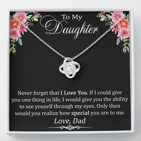 To My Daughter Gift - Love Knot Necklace with Inspirational Trending Message Card for Baby Girl