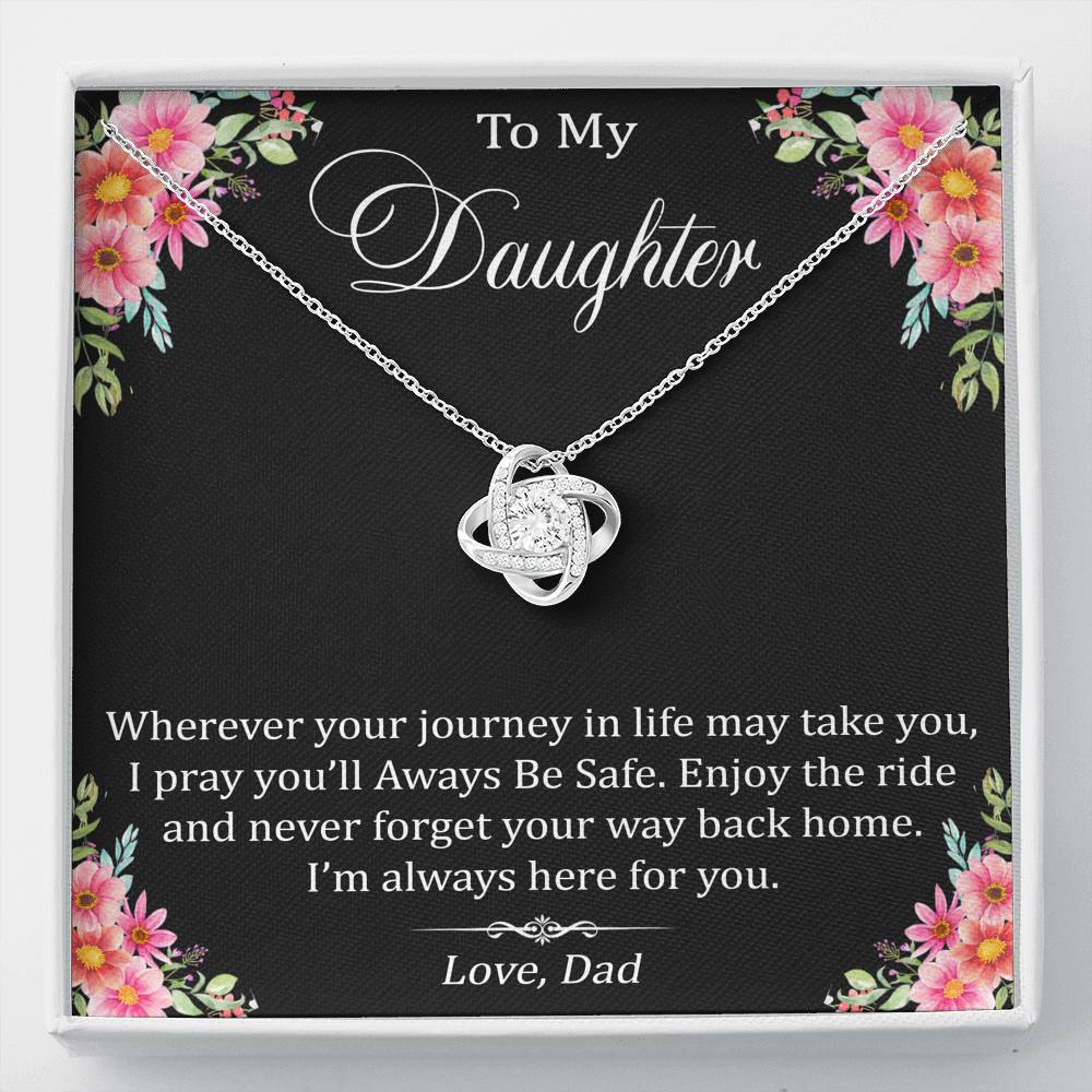 To My Daughter Gift Love Knot Necklace with Inspirational Trending Message Card