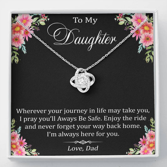 To My Daughter Gift Love Knot Necklace with Inspirational Trending Message Card
