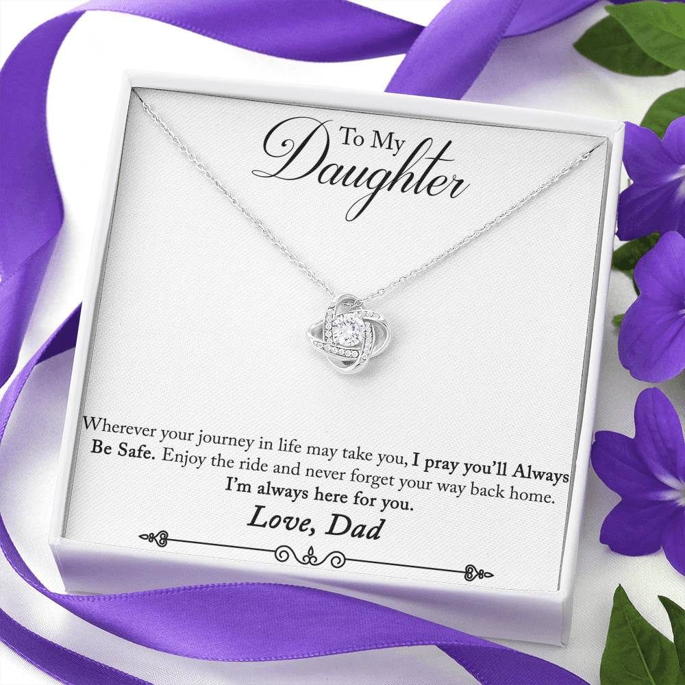 To My Daughter Gift Love Knot Necklace with Inspirational Message Card (264940370666)