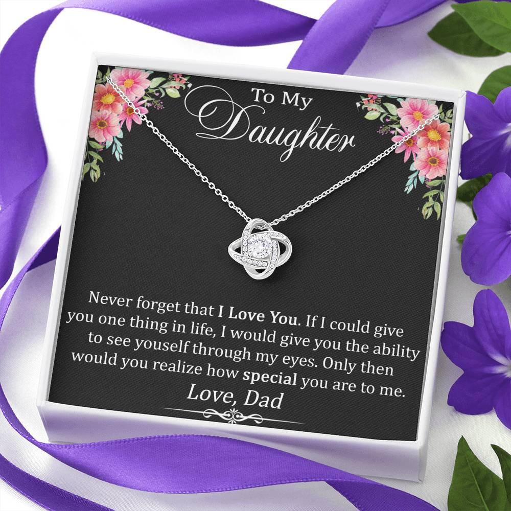 To My Daughter Gift - Love Knot Necklace with Inspirational Trending Message Card for Baby Girl