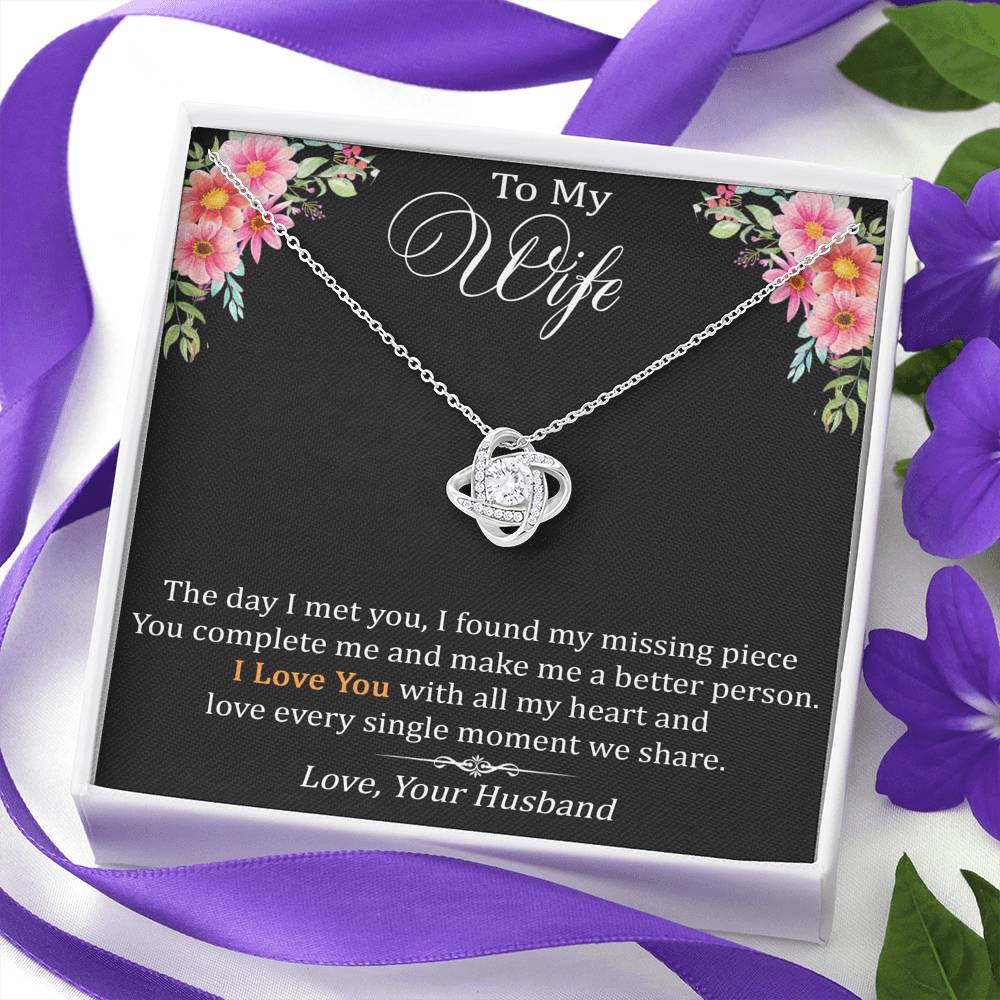 To My Wife Love Gift - Love Knot Necklace with Trending Inspirational Message Card