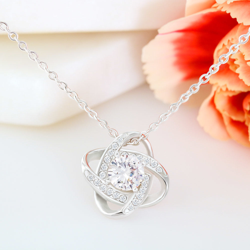 To My Bonus Daughter Gift Love Knot Necklace with Inspirational Message Card