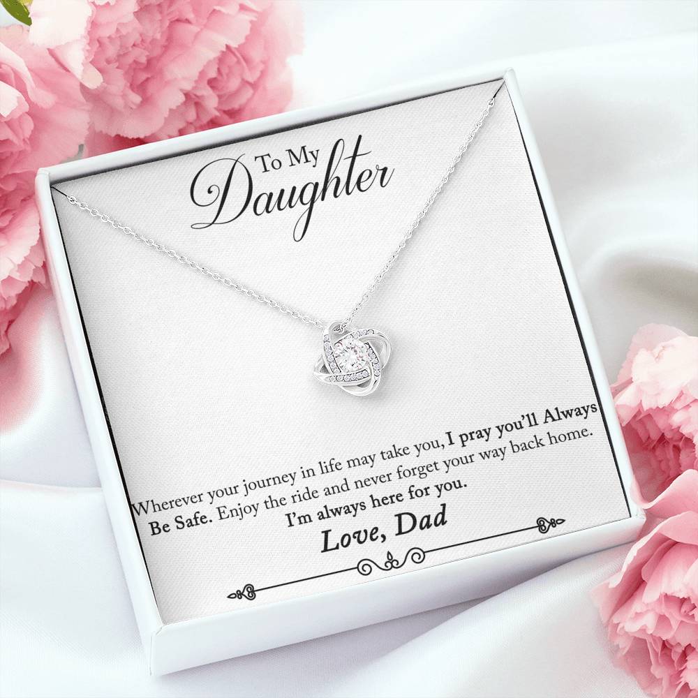 To My Daughter Gift Love Knot Necklace with Inspirational Message Card (264940370666)