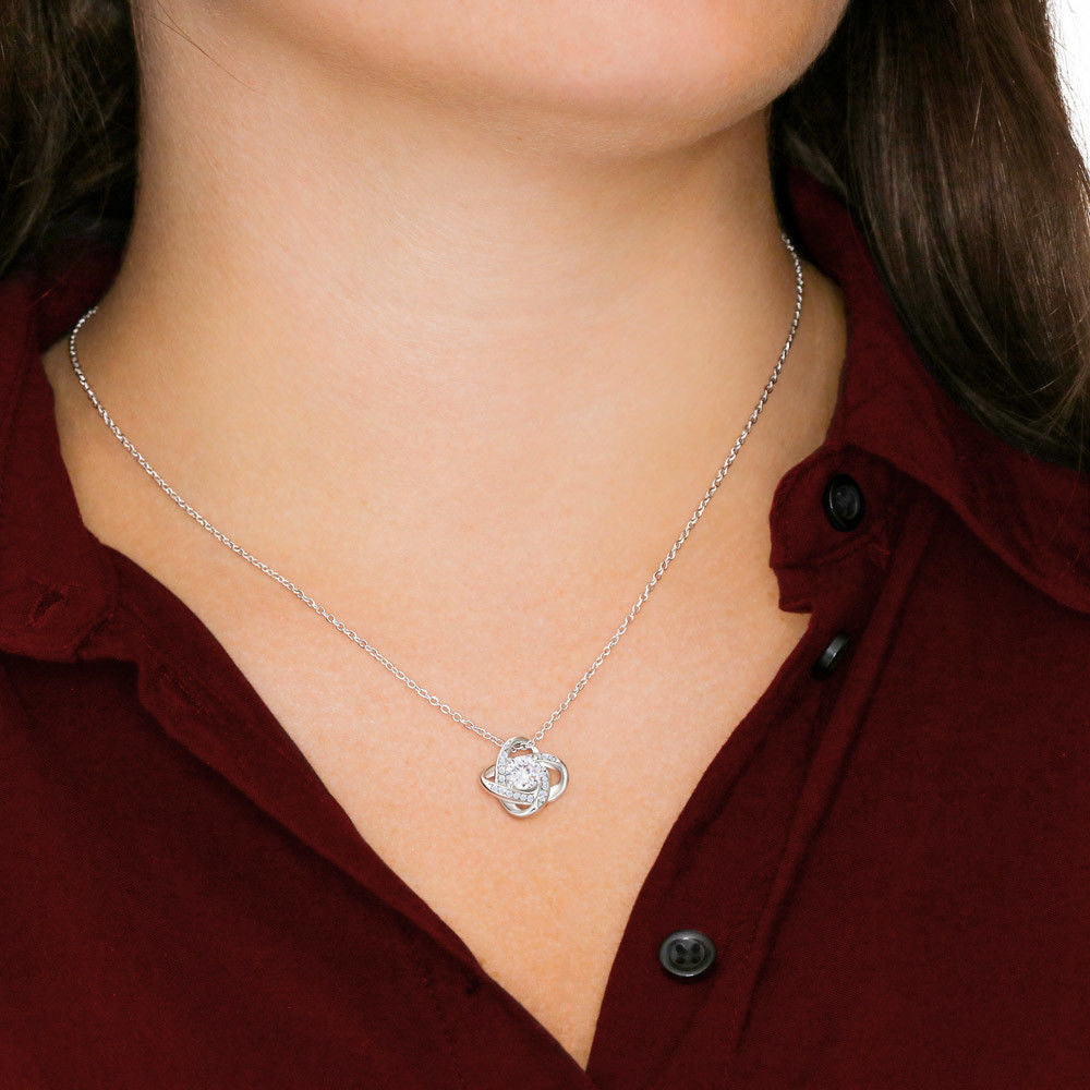 To My Bonus Daughter Gift Love Knot Necklace with Inspirational Message Card