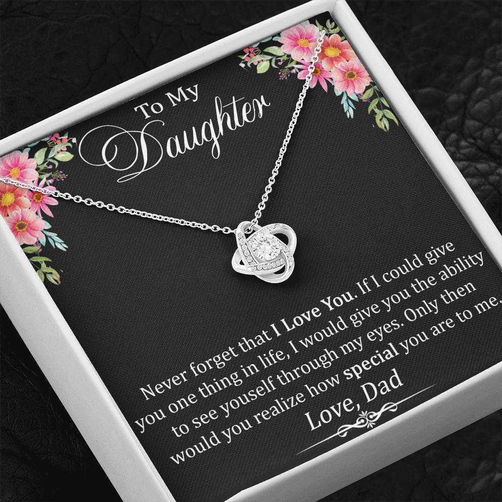 To My Daughter Gift - Love Knot Necklace with Inspirational Trending Message Card for Baby Girl
