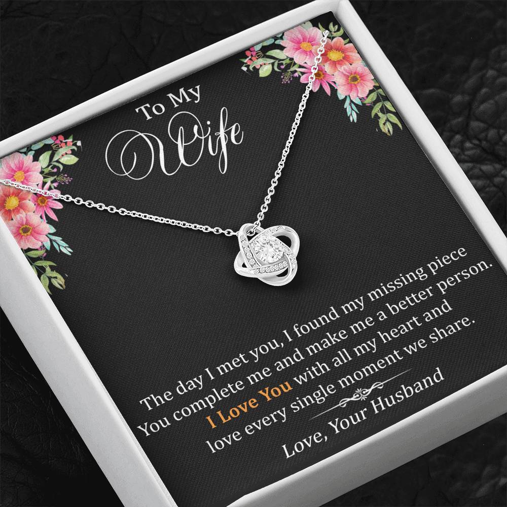 To My Wife Love Gift - Love Knot Necklace with Trending Inspirational Message Card