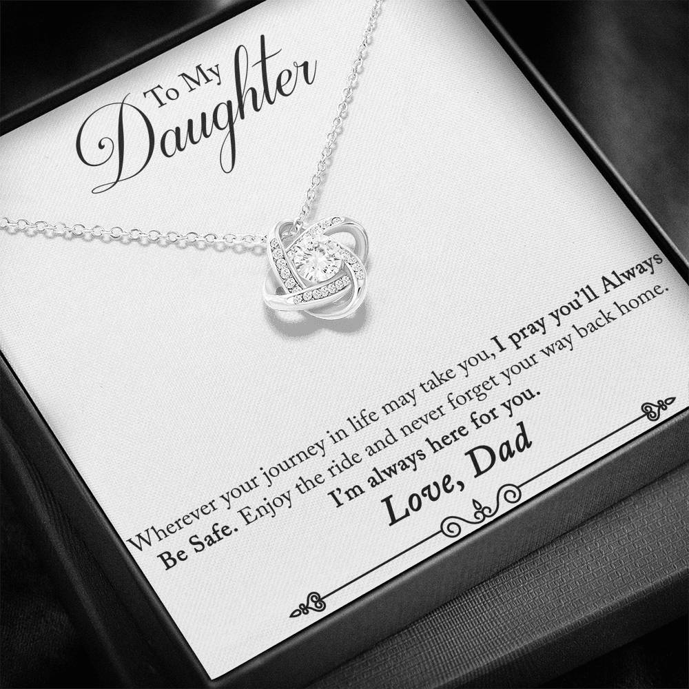 To My Daughter Gift Love Knot Necklace with Inspirational Message Card (264940370666)