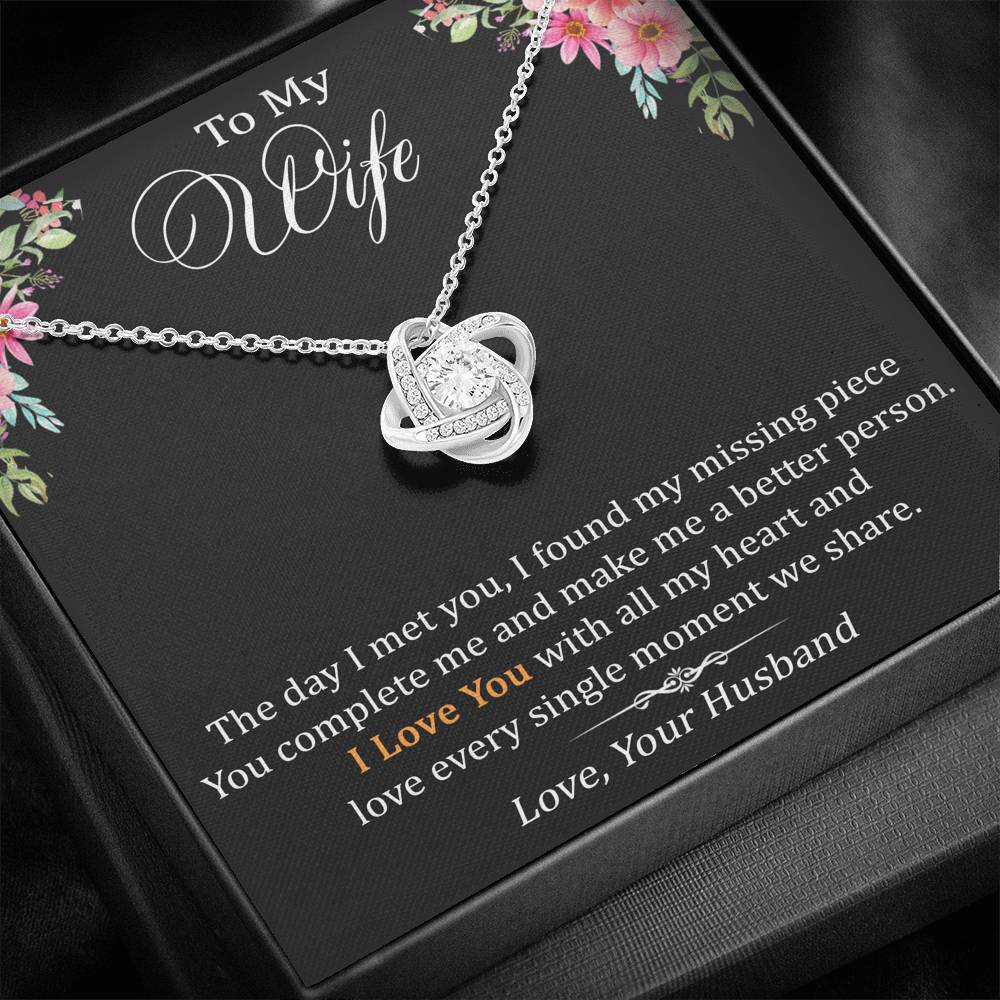 To My Wife Love Gift - Love Knot Necklace with Trending Inspirational Message Card