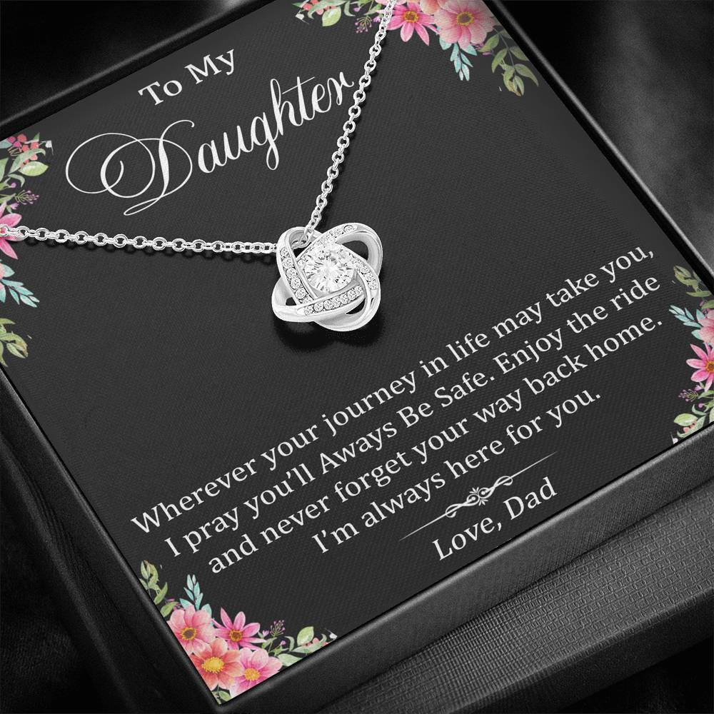 To My Daughter Gift Love Knot Necklace with Inspirational Trending Message Card