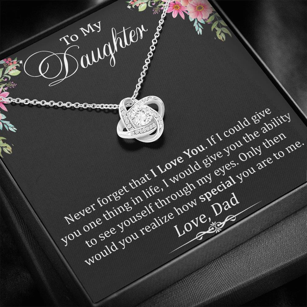 To My Daughter Gift - Love Knot Necklace with Inspirational Trending Message Card for Baby Girl