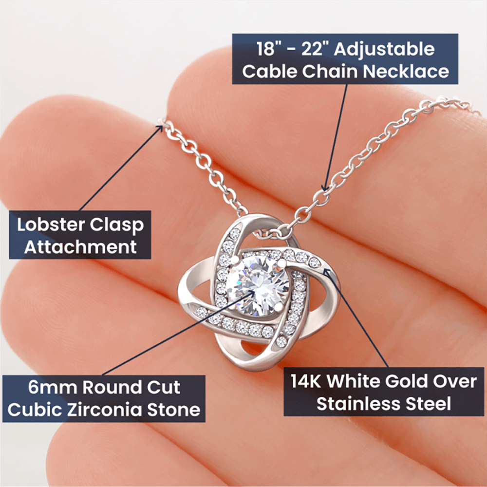 To My Bonus Mom Gift Ideas - Love Knot Necklace for Mother Day, Wedding, Christmas or Special Occasion