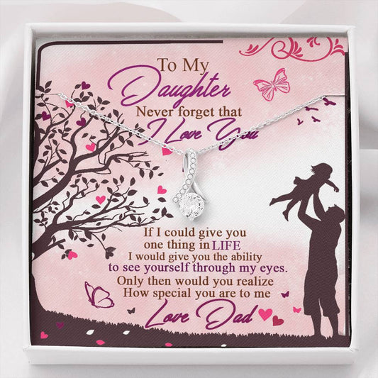 To My Daughter Alluring Beauty Necklace with Inspirational Message Card Gift for Women's Birthday, Anniversary Presents