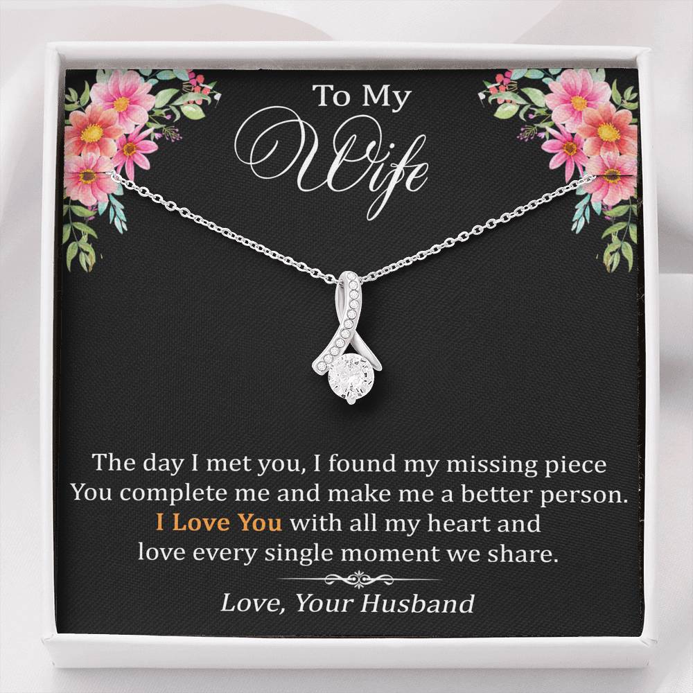 To My Wife Love Gift - Alluring Beauty Necklace with Trending Inspirational Message Card