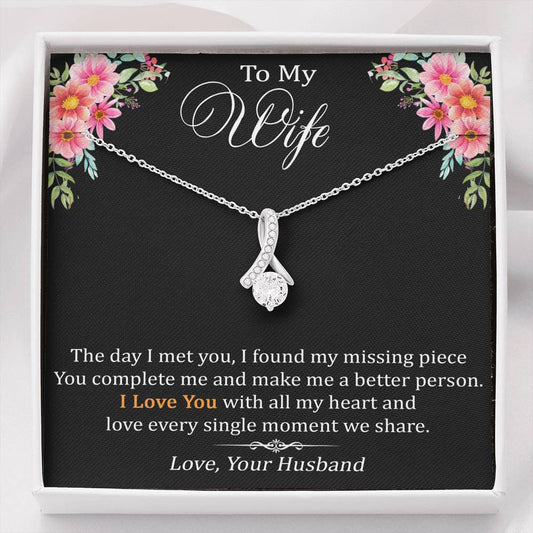 To My Wife Love Gift - Alluring Beauty Necklace with Trending Inspirational Message Card