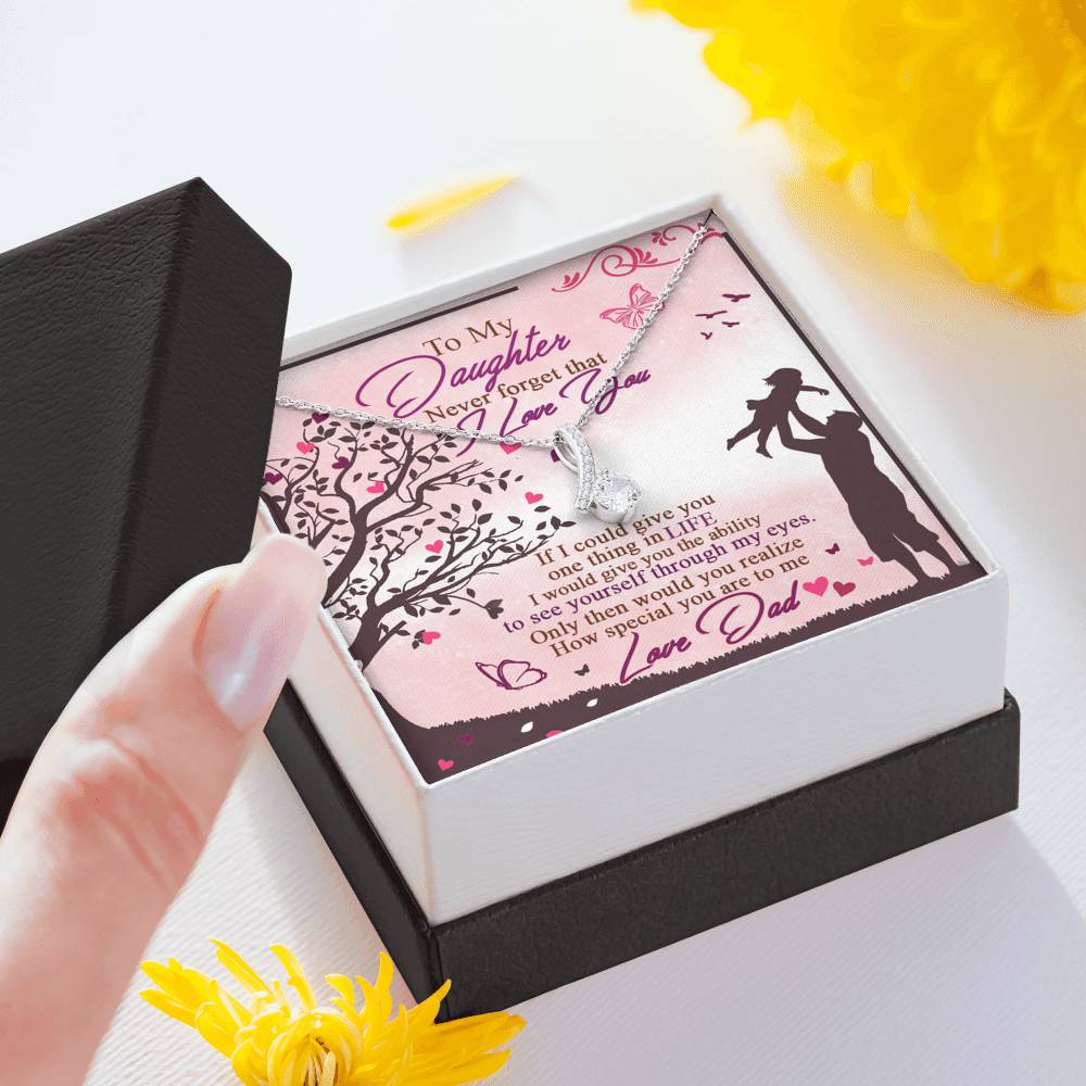 To My Daughter Alluring Beauty Necklace with Inspirational Message Card Gift for Women's Birthday, Anniversary Presents