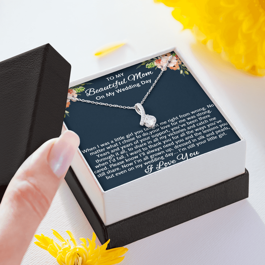 To My Beautiful Mom On My Wedding Gift - Alluring Beauty Luxury Necklace, Mother Of The Bride Gift From Bride