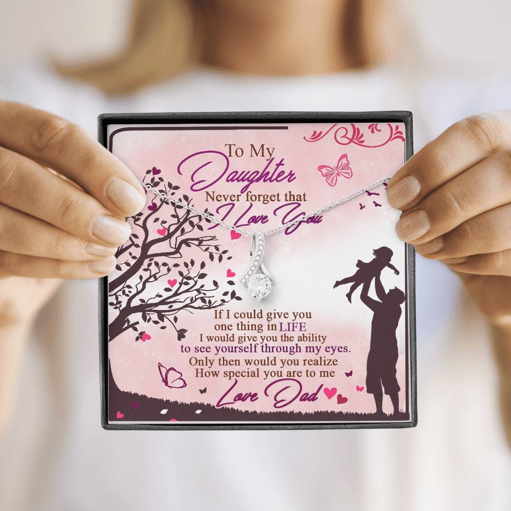 To My Daughter Alluring Beauty Necklace with Inspirational Message Card Gift for Women's Birthday, Anniversary Presents