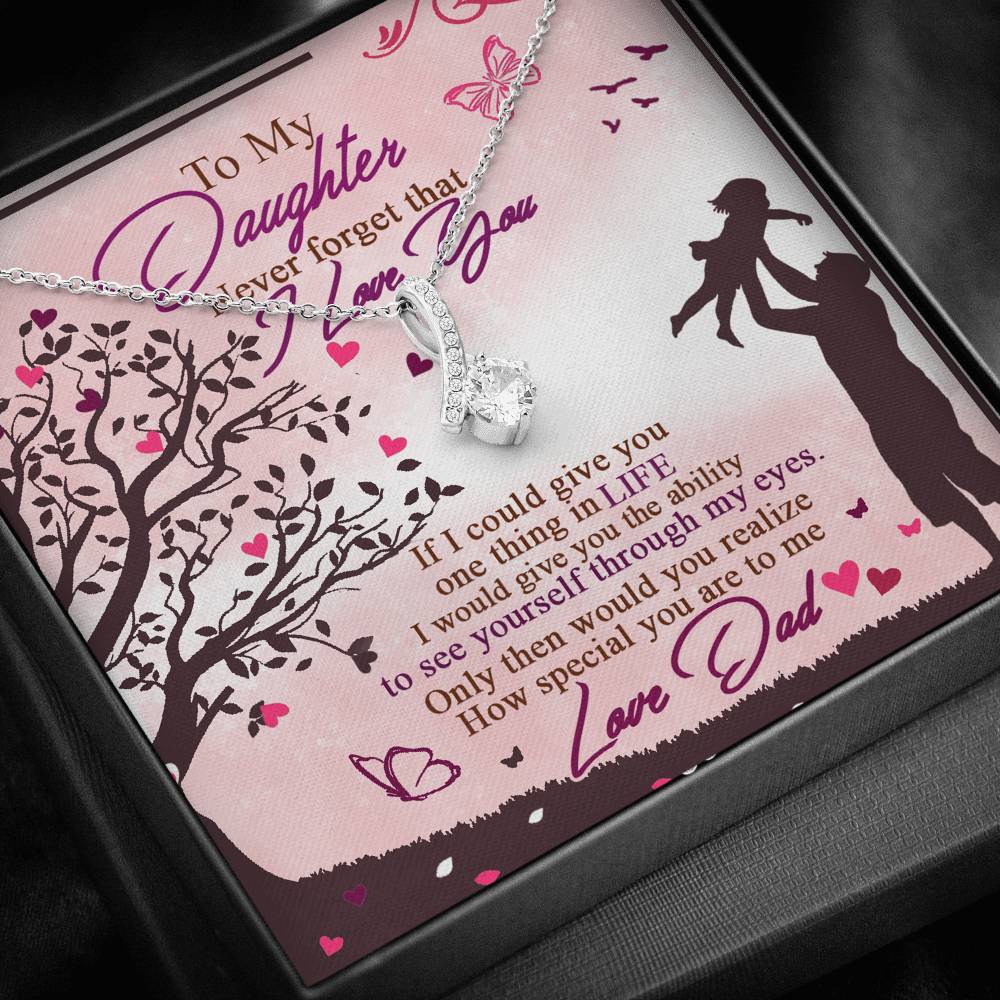 To My Daughter Alluring Beauty Necklace with Inspirational Message Card Gift for Women's Birthday, Anniversary Presents