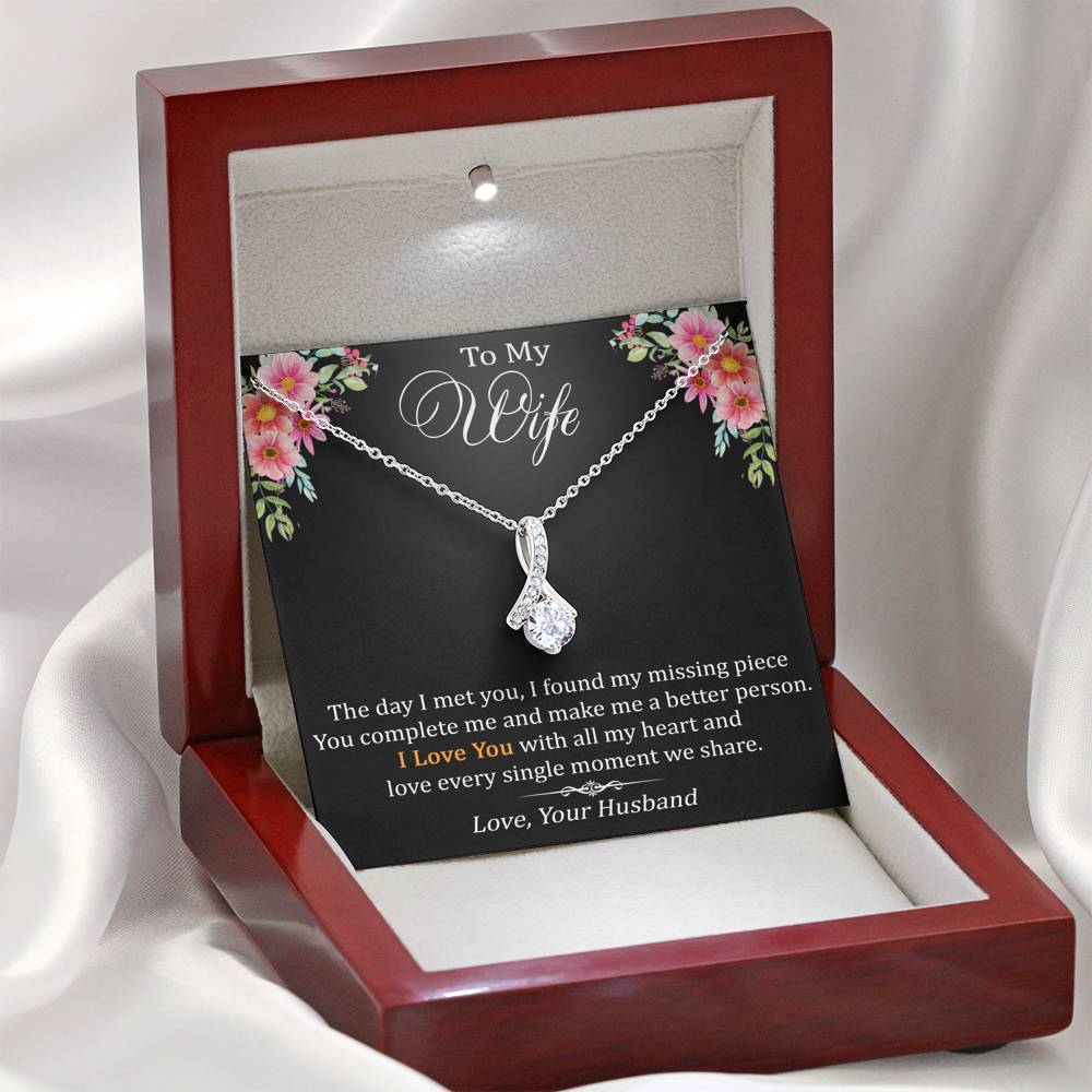 To My Wife Love Gift - Alluring Beauty Necklace with Trending Inspirational Message Card