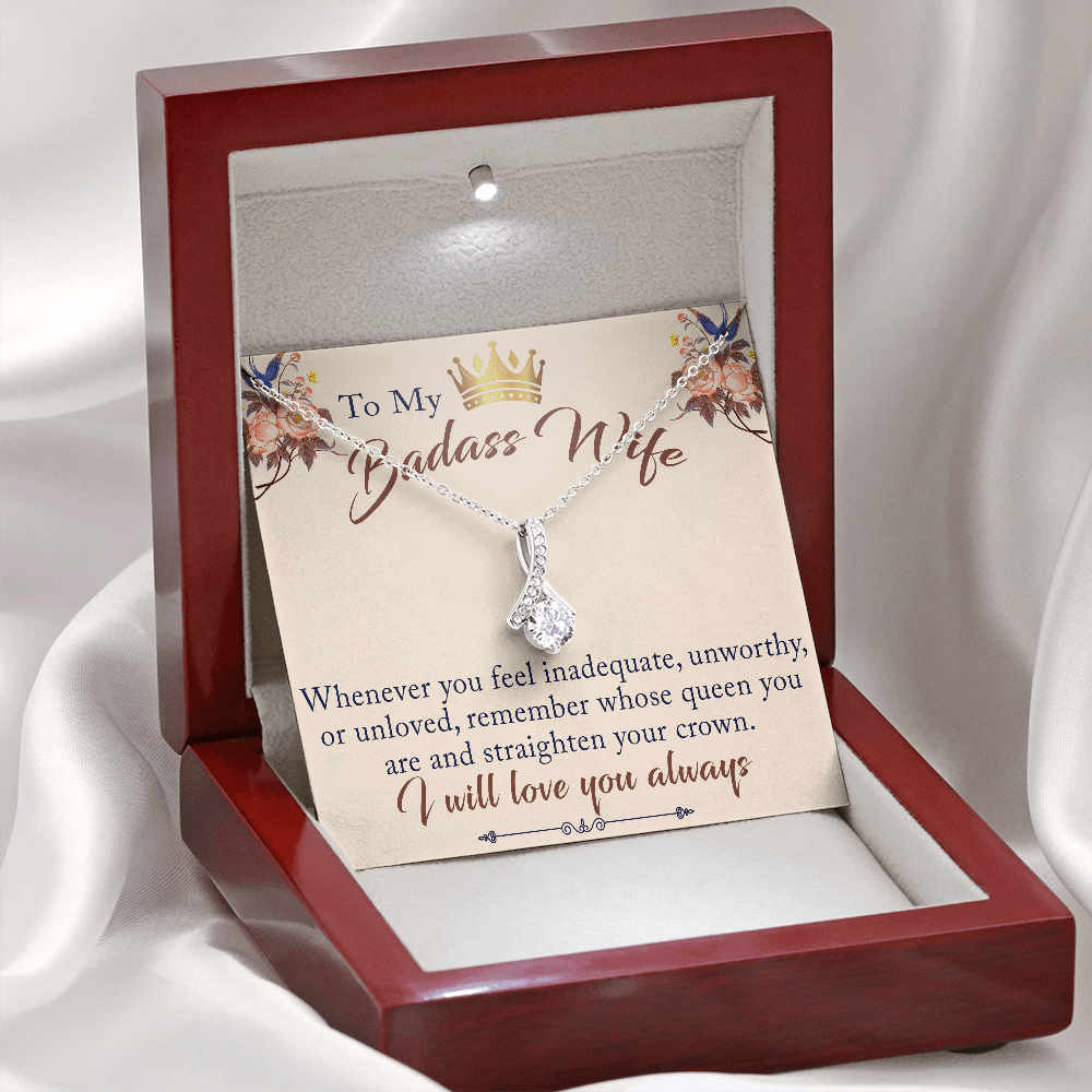 To My Badass Wife Gift - Luxury Alluring Beauty Necklace for Valentine, Mother Day or any Special Occasion