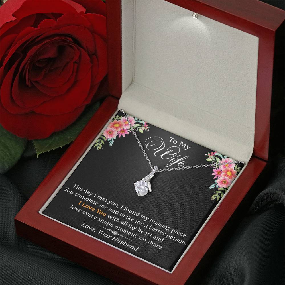 To My Wife Love Gift - Alluring Beauty Necklace with Trending Inspirational Message Card