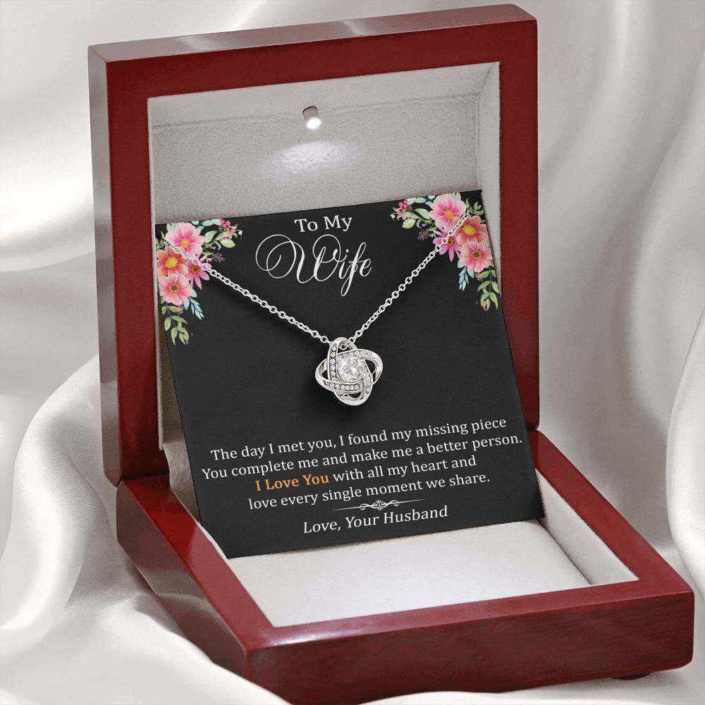 To My Wife Love Gift - Love Knot Necklace with Trending Inspirational Message Card