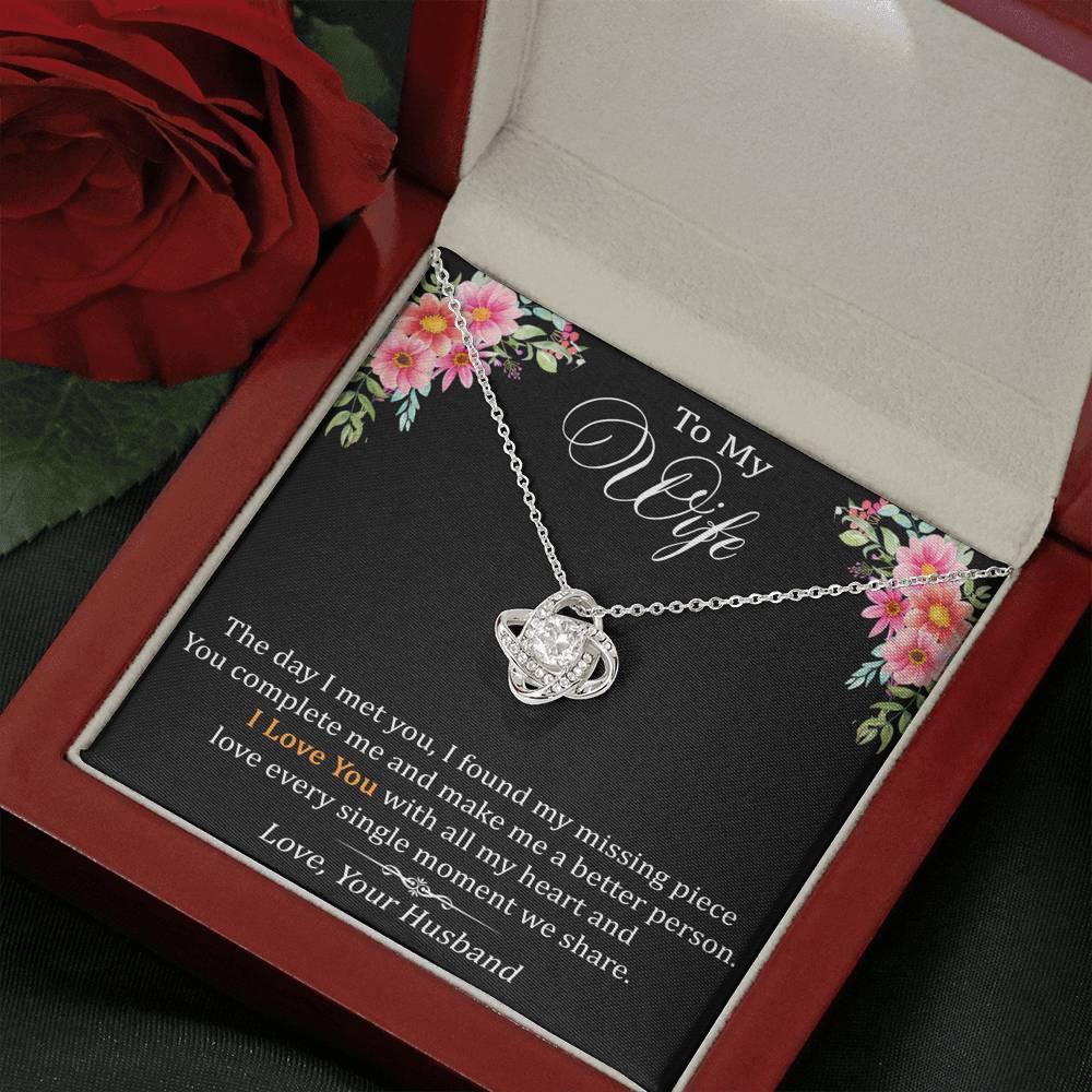 To My Wife Love Gift - Love Knot Necklace with Trending Inspirational Message Card