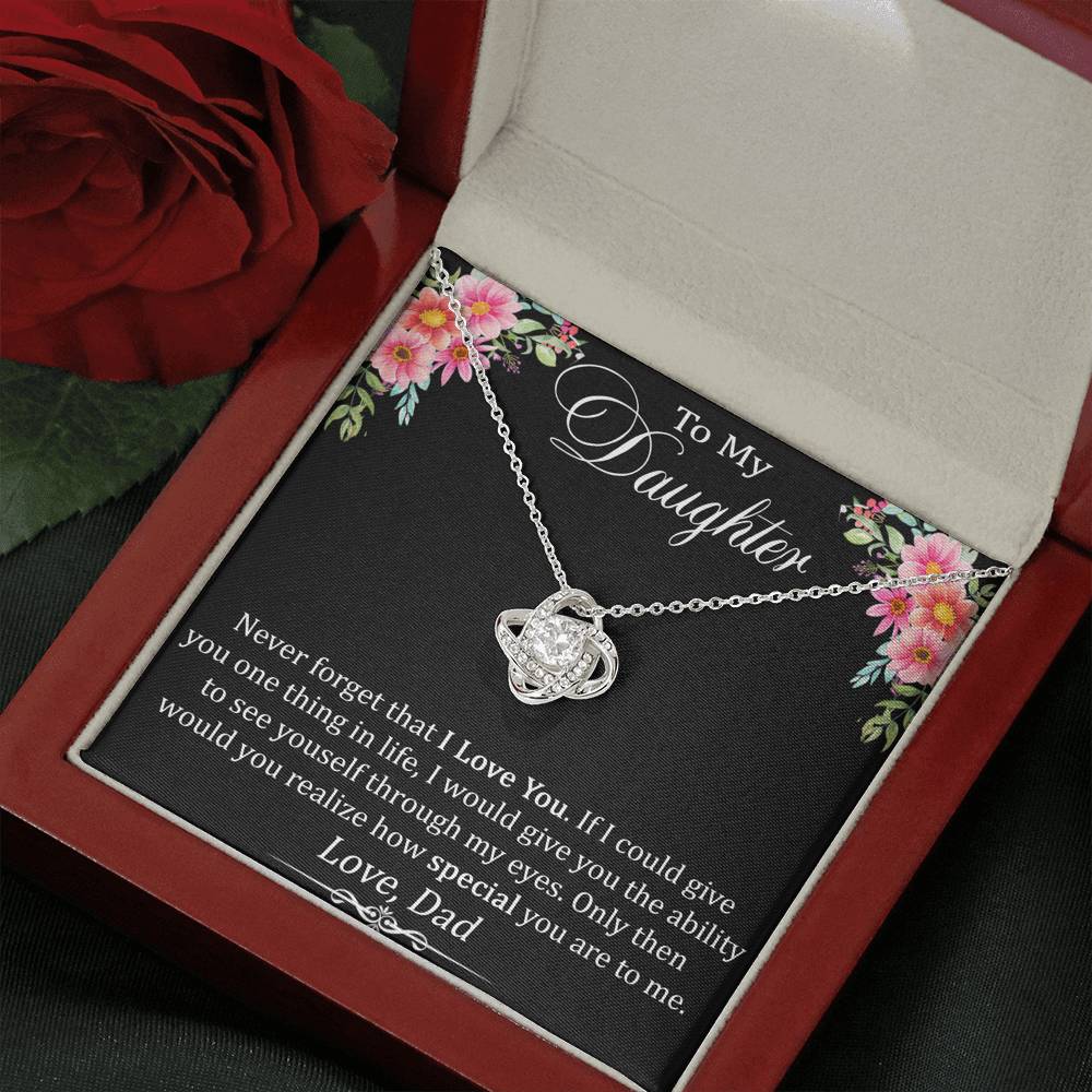 To My Daughter Gift - Love Knot Necklace with Inspirational Trending Message Card for Baby Girl