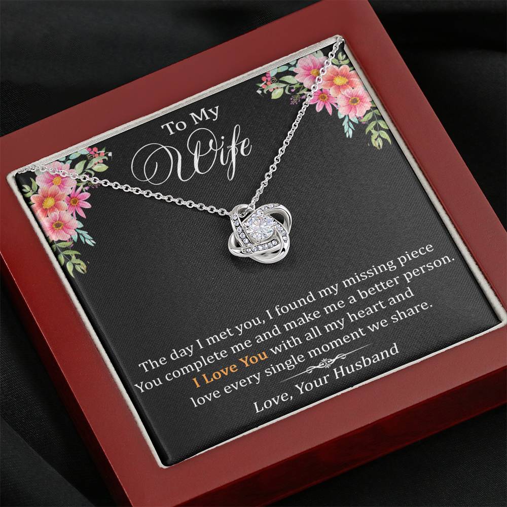 To My Wife Love Gift - Love Knot Necklace with Trending Inspirational Message Card