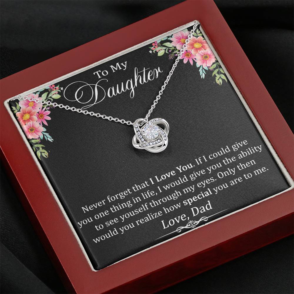 To My Daughter Gift - Love Knot Necklace with Inspirational Trending Message Card for Baby Girl
